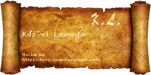 Kövi Levente névjegykártya